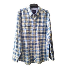 Tommy Bahama Button Up Long Sleeves Green and Blue Plaid